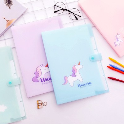 Túi đựng tài liệu A4 nhiều lớp in hình kỳ lân sáng tạo Unicorn Thần Thoại cho học sinh BMBooks