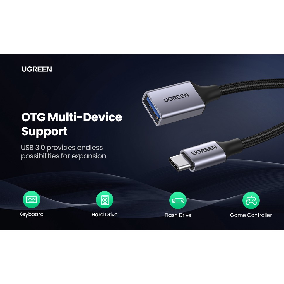 Cáp OTG USB Type C to USB 3.0 cao cấp Ugreen - Hàng chính hãng