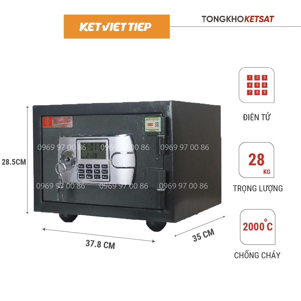 Két Sắt Mini Khách Sạn Chống Cháy Điện Tử K48-DT Để Tủ Quần Áo Nặng 28KG Bảo Mật 2 Lớp Cao Cấp