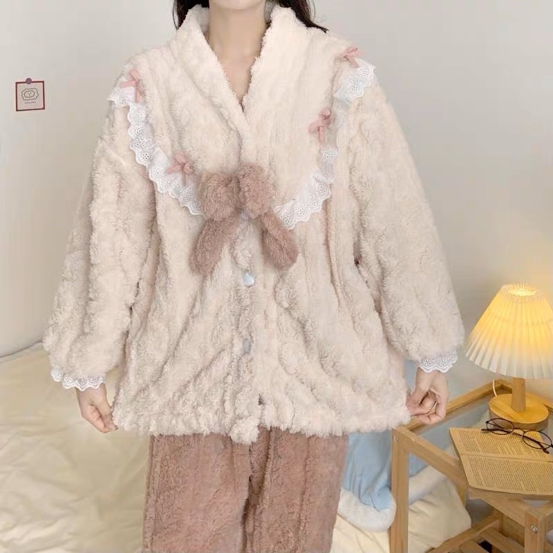 Bộ Ngủ Bông Nhung Tiểu Thư Dễ Thương