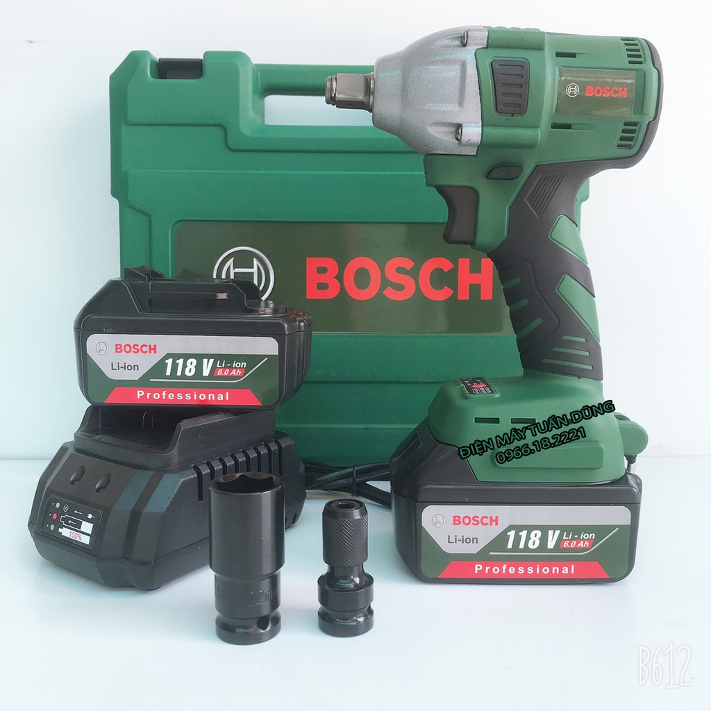 Máy siết bulong không chổi than Bosch 118V 2 pin đầu 2 trong 1 100% dây đồng Kèm đầu chuyển vít