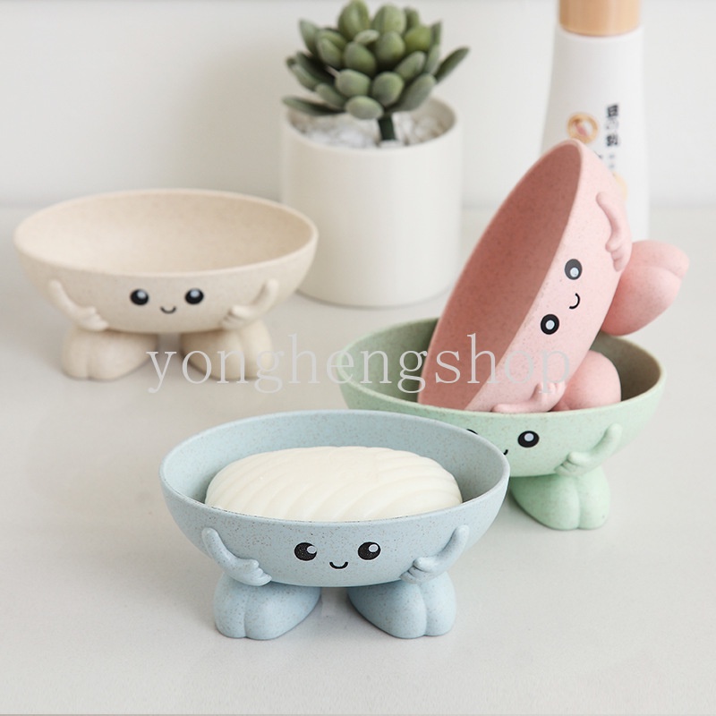 Khay Đựng Xà Phòng Bằng Chất Liệu Rơm Lúa Mì Họa Tiết Hoạt Hình Chống Trượt Tiện Dụng