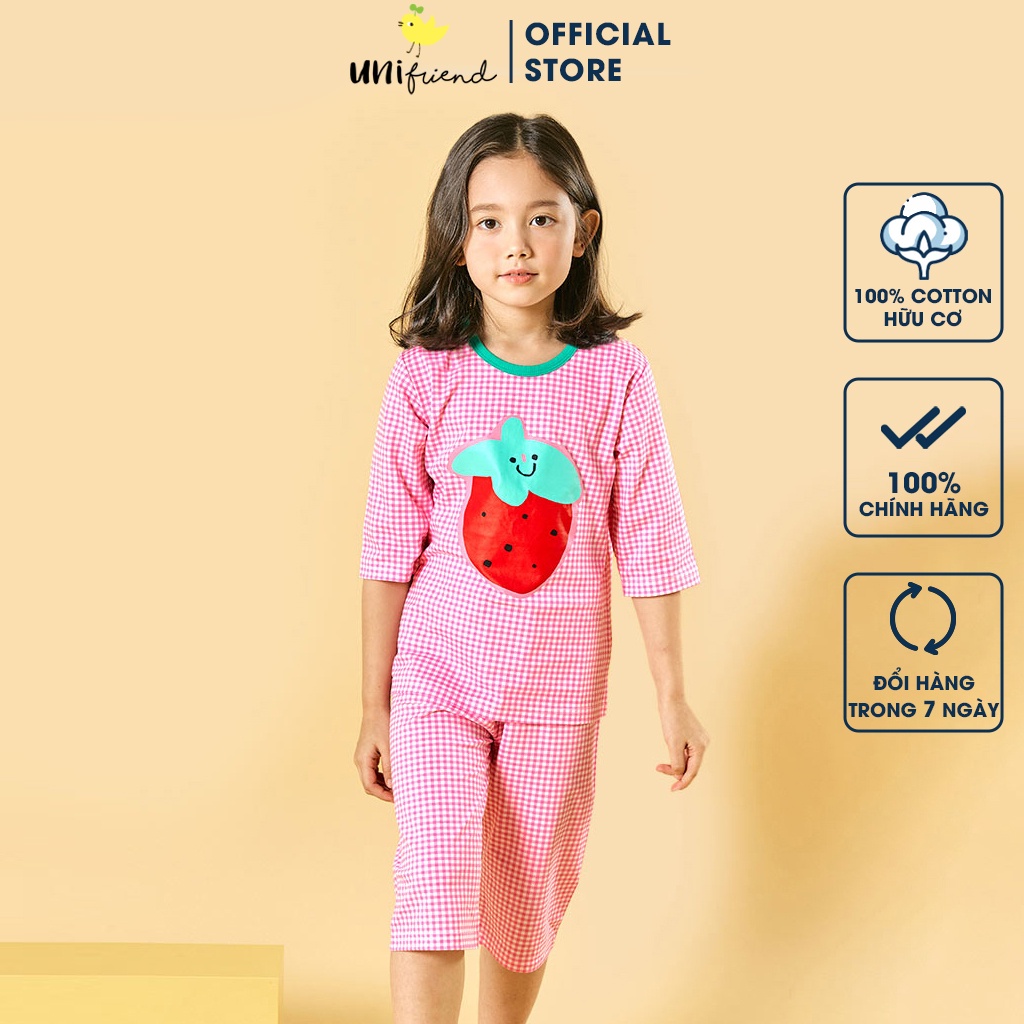 Đồ bộ lửng quần áo thun cotton mịn mặc nhà mùa hè cho bé gái Unifriend Hàn Quốc U2031