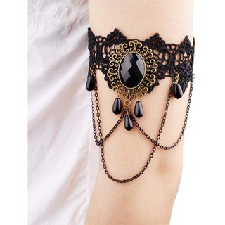 Vòng cổ choker đá đen chuỗi xích