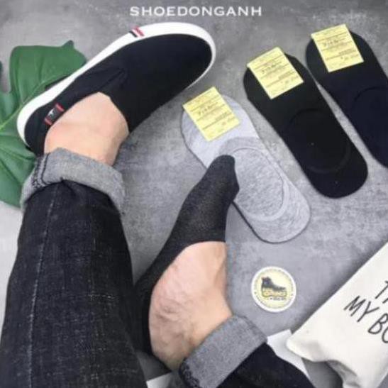 Kimtuyen01 -  Tất cotton nam nữ co giãn độn gót silicon chống tuột. tất cho giày lười giày mọi