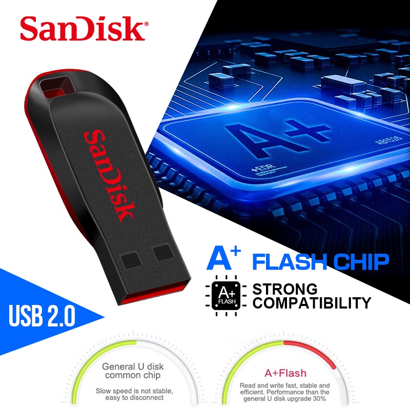 Usb 2.0 SanDisk Cruzer Blade CZ50 256GB 128GB 64GB 32GB 16GB 8GB 4GB