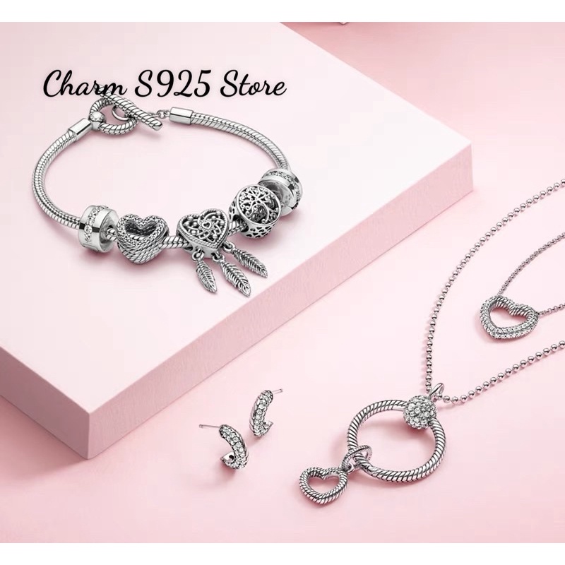 CHARM PAN ALE TIM TREO 3 LÁ BẠC S925 CAO CẤP