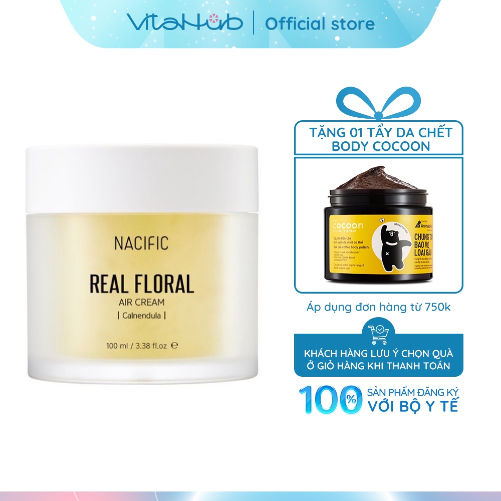 Kem dưỡng ẩm làm sáng da Nacific Real Floral Air Cream Calendula 100ml