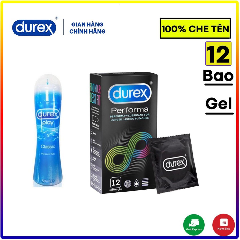 Bộ 2 bao cao su Durex performa 12 bao và Gel bôi trơn Durex Classic