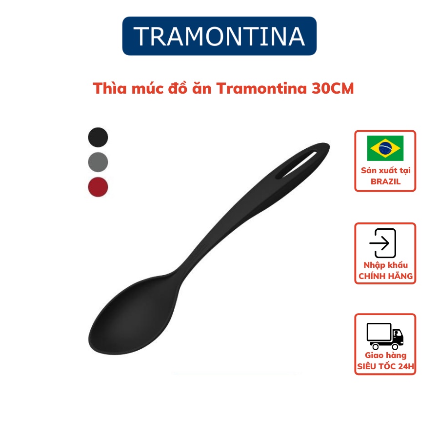 Thìa múc đồ ăn 30cm Tramontina bằng nhựa PA cao cấp chịu nhiệt hàng chính hãng nhập khẩu Brazil