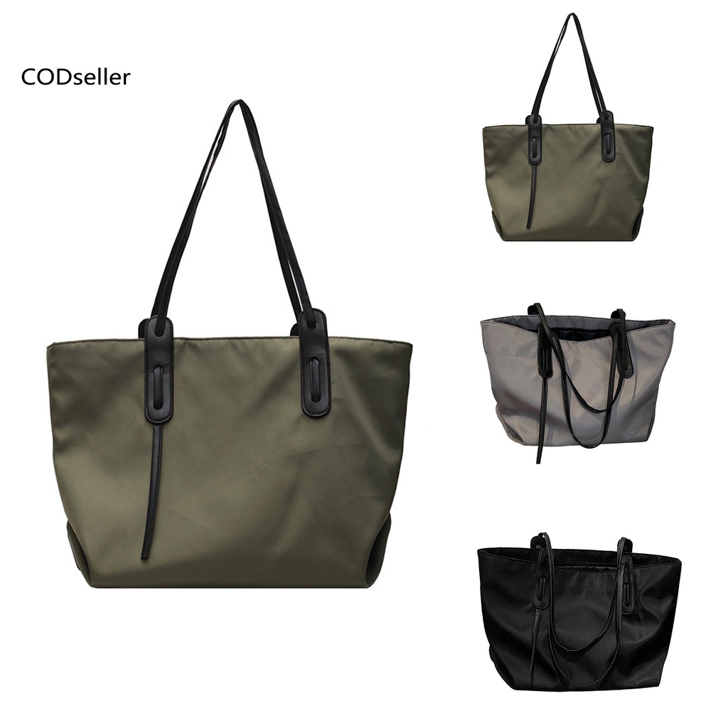 COD_ 3 Colors Women Tote Bag All-match Solid Women Shoulder Bag Comfortable Handles for Shopping