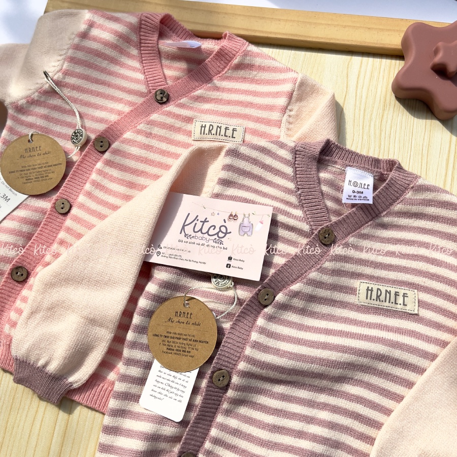 HRNEE Áo len cardigan cài chéo cho bé