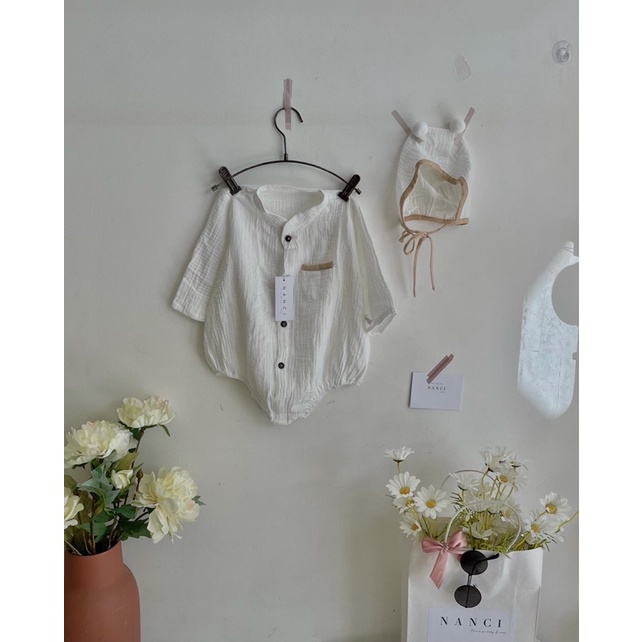 Áo liền quần + nón bông em bé Nanci room