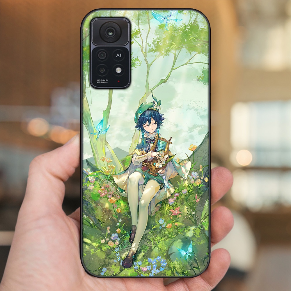 Ốp lưng Xiaomi Redmi Note 11 Pro 5G viền đen in hình Venti Genshin Impact