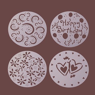 4PCS Bakery Tools Kitchen Heart Decorating Stencils Birthday Party Cake Mold