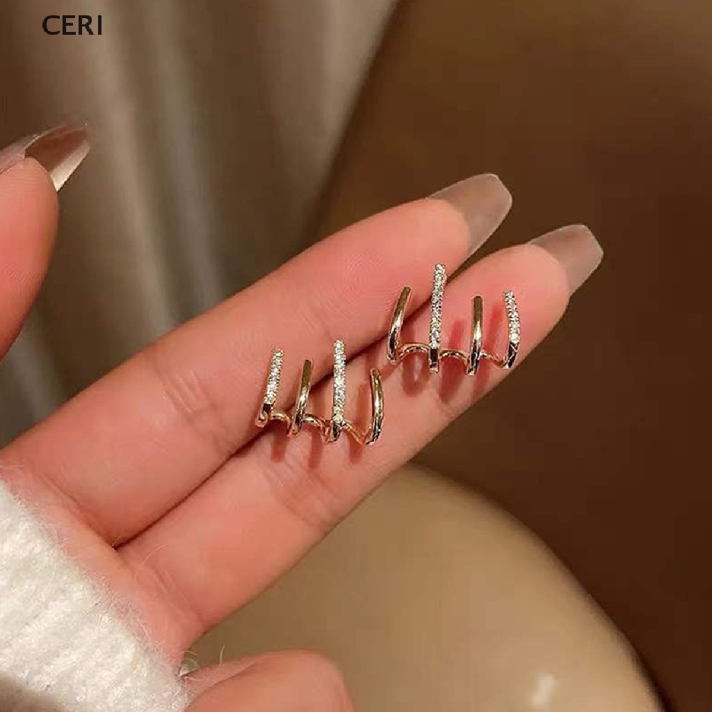 1 Cặp Khuyên Tai Đeo Vành Tai Đính Đá Zircon Nhỏ Nhắn Phong Cách Tối Giản Sang Trọng