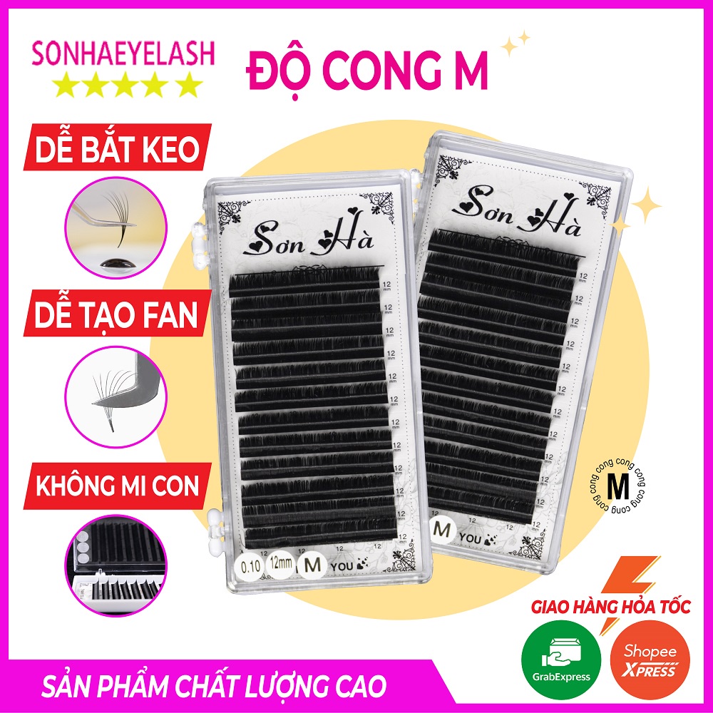 Mi khay độ cong M,  chất silk Hàn, mềm dễ bắt keo, dùng để nối volume, classic, Sơn Hà eyelash chuyên sỉ lẻ dụng cụ mi