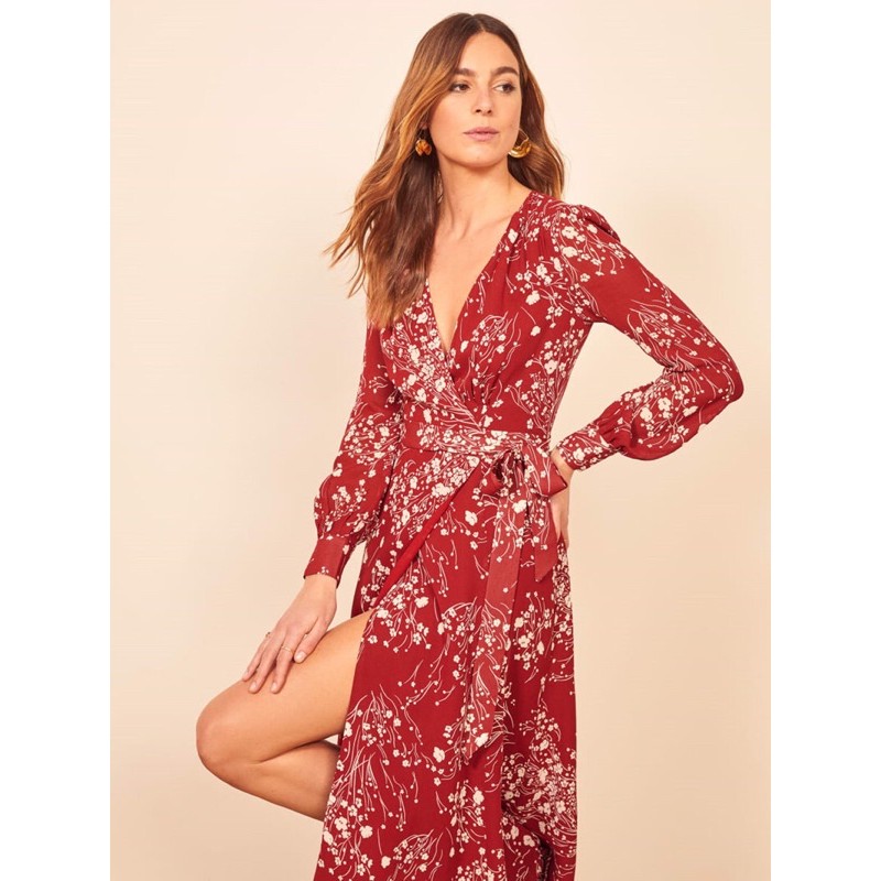 Đầm Zara vạt chéo đỏ hoa trắng mặc gầy xinh D30VCG74N9 | BigBuy360 - bigbuy360.vn