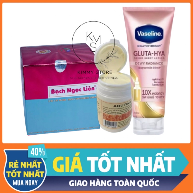 combo siêu tẩy bạch ngọc liên + Vaseline gluta Hya hồng