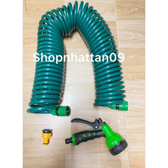 Bộ vòi xịt nước tưới cây đa năng 7 chế độ kèm dây tưới dạng lò xo co dãn DÂY RỬA XE , TƯỚI CÂY