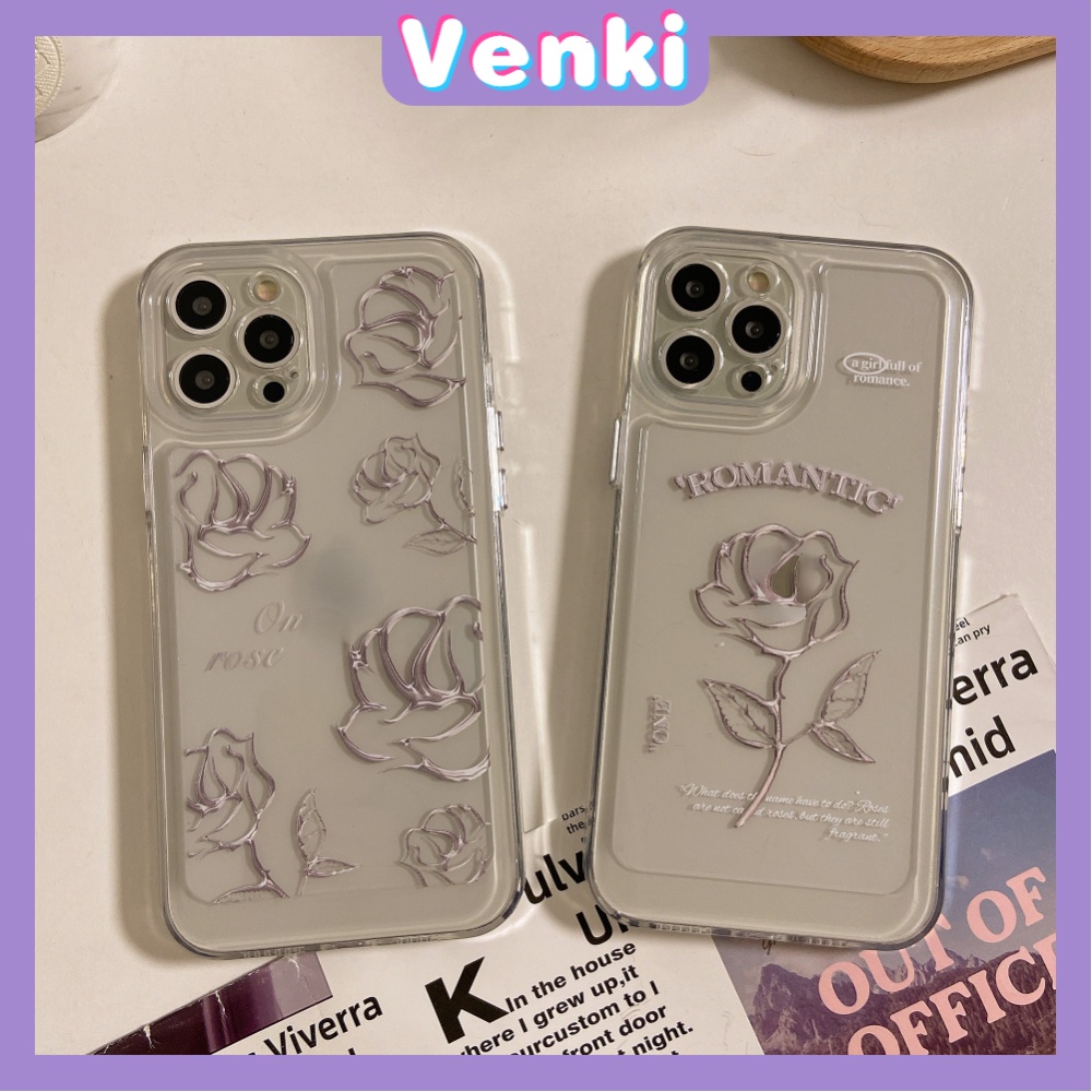 Compatible For iPhone Case Clear Case Soft Thick TPU Shockproof Super Transparent Protection Camera Plating Button Line Luxury Rose For iPhone 13 Pro Max iPhone 12 Pro Max iPhone 11 iPhone 7Plus