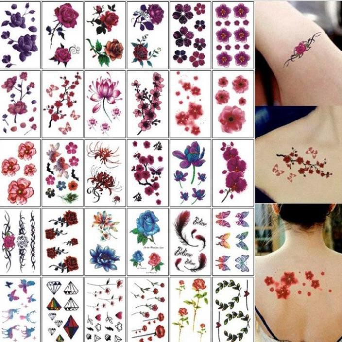 Bộ 30 bộ Hình xăm mini nhỏ đẹp dán chân tay lưng tạm thời cho nam nữ xinh cute tattoo nghệ thuật