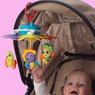 Đồ chơi treo nôi và xe đẩy phát nhạc Travel Mobile Playgro, cho bé sơ sinh đến 5 tháng