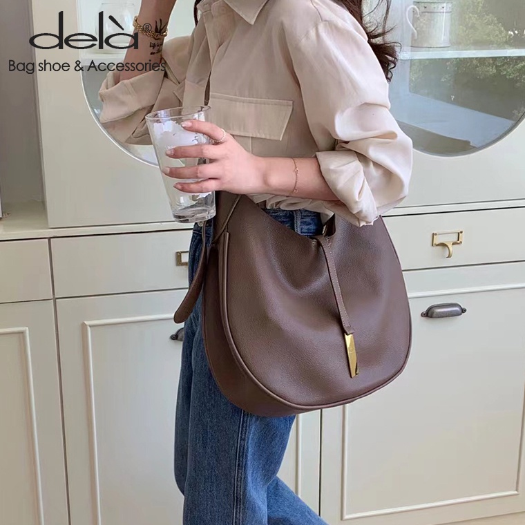 Dela Túi Xách Hình Bán Nguyệt Cỡ Lớn Mềm Mại Phong Cách Hàn Quốc