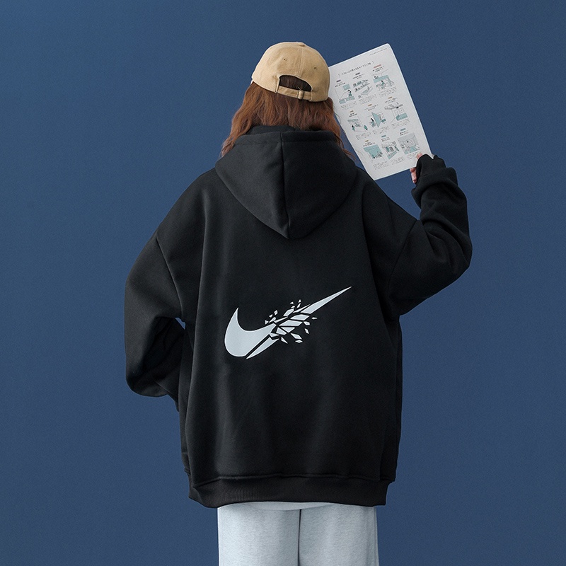 Áo hoodie thể thao Ifnicefuture dáng rộng đơn giản thời trang mới có mũ phản quang cho nam và nữ