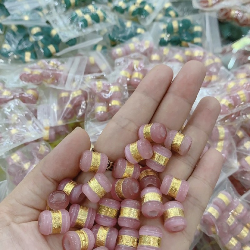 Lu thống bạch ngọc đeo cổ, làm vòng tay - Tây Tạng chữ Phạm Omani - Hạt Đá Trúc trụ