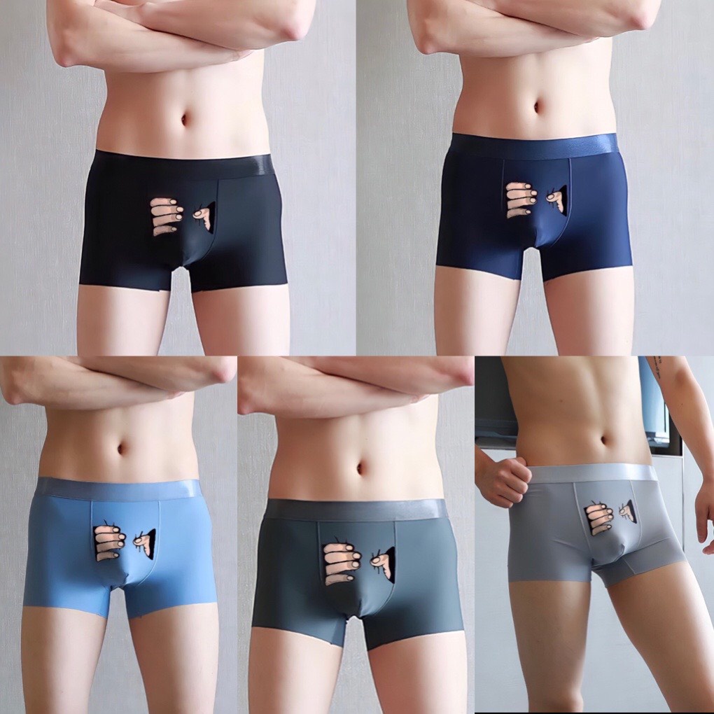 Combo quần sịp nam, quần lót đùi nam thun lạnh họa tiết bàn tay cao cấp thiết kế độc quyền