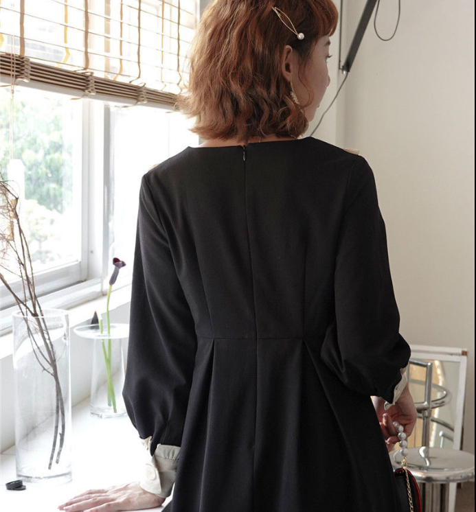 Đầm tay dài màu đen phong cách retro Pháp thời trang mùa thu xinh xắn cho nữ | BigBuy360 - bigbuy360.vn