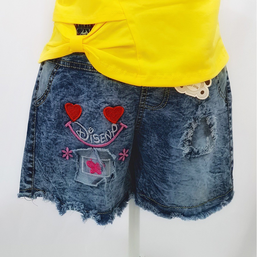 Quần Short Jean Bé Gái NaBi Kids Co Giãn Chất Cao Cấp Mềm Mát Cho Bé Từ 20-38Kg