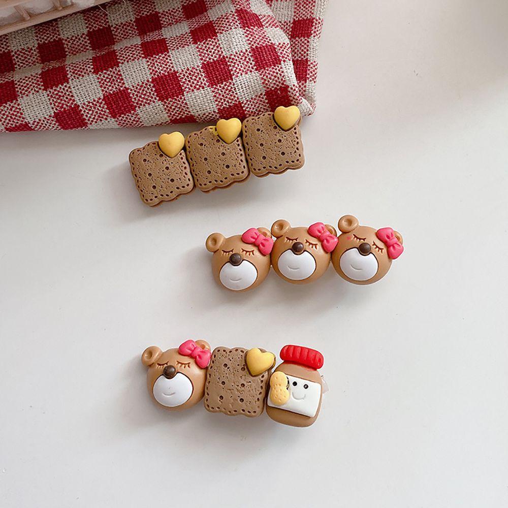 Kẹp Tóc Hình Bánh Quy / Gấu Hoạt Hình Đáng Yêu Cho Nữ VANES1