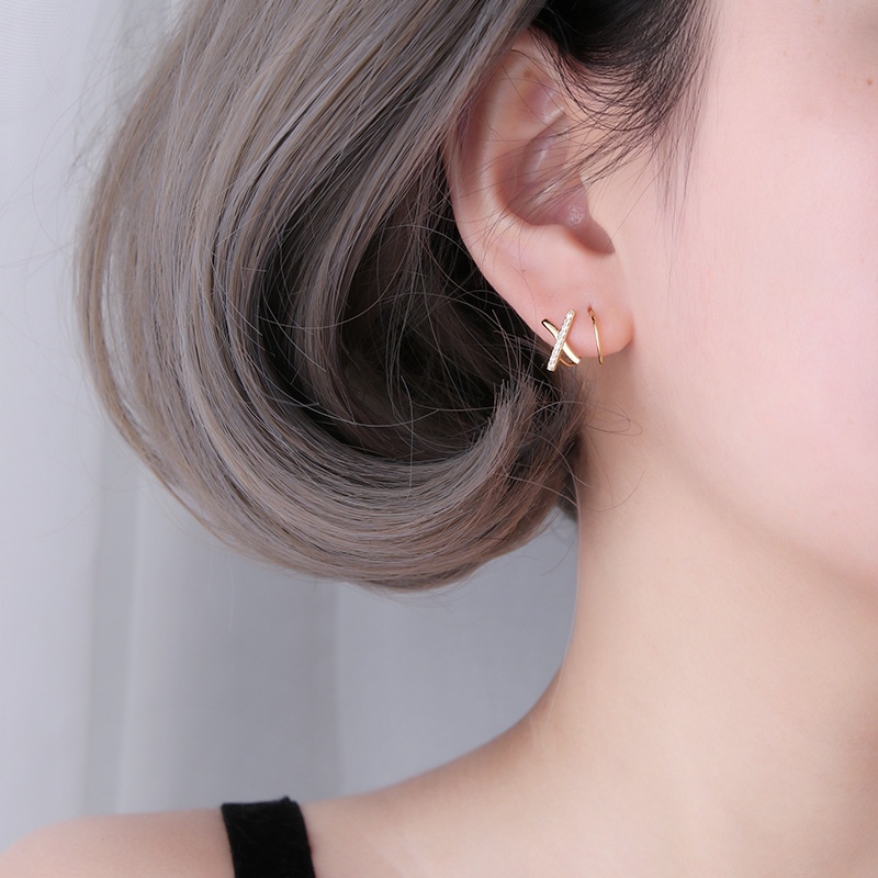 Bông tai bạc ATJ9086, khuyên tai bạc ta chữ X xoắn kiểu mới - ANTA Jewelry