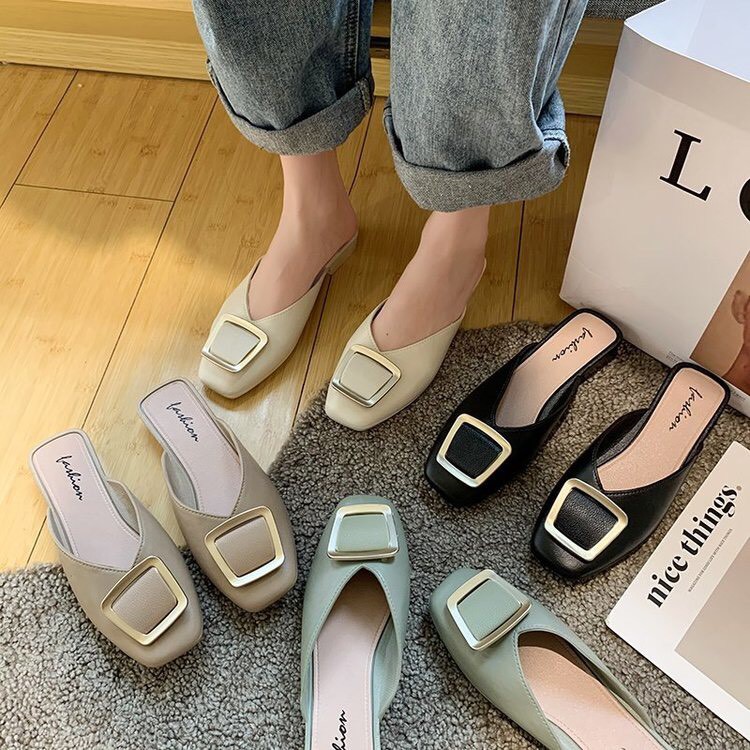 Giày sục nữ, dép nữ búp bê đế bệt mũi vuông hot trend 3 màu Đen - Xanh - Nâu - TGS122 | BigBuy360 - bigbuy360.vn