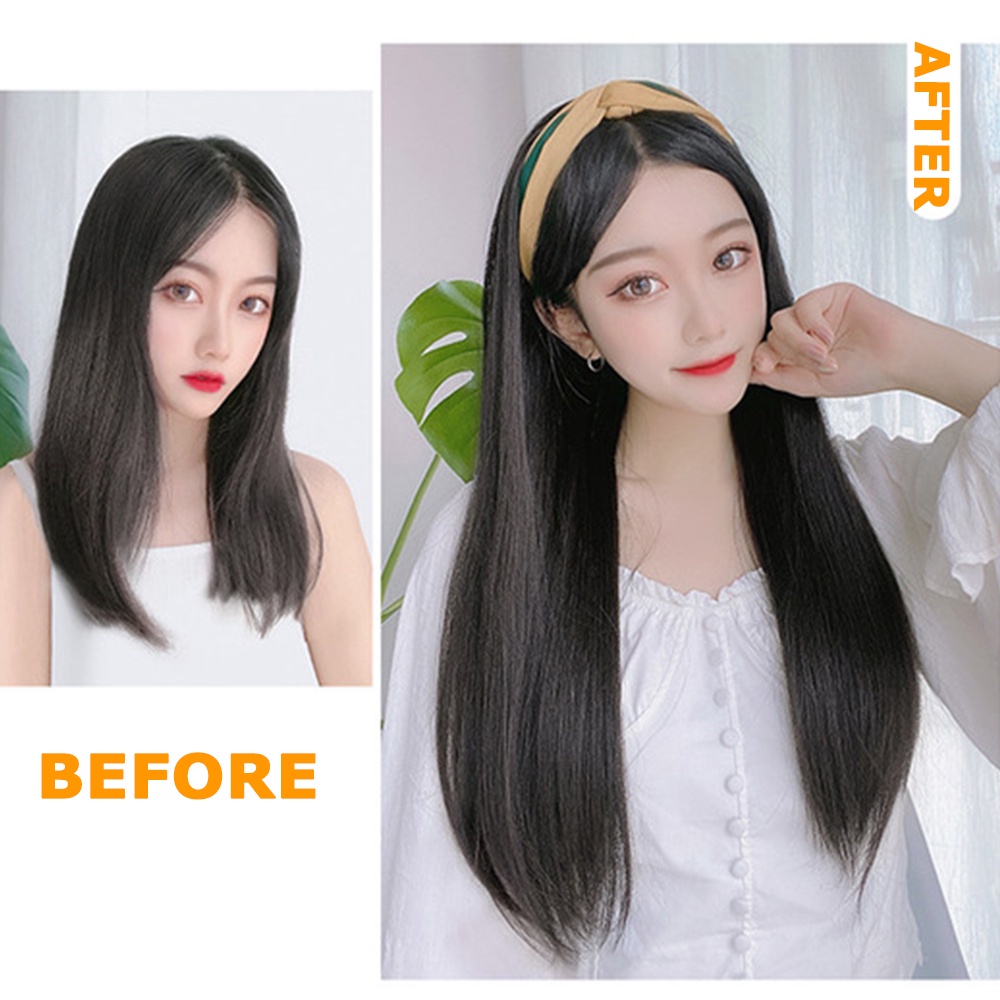 Tóc giả thẳng dài màu đen tự nhiên có kẹp tiện dụng 2LIFE