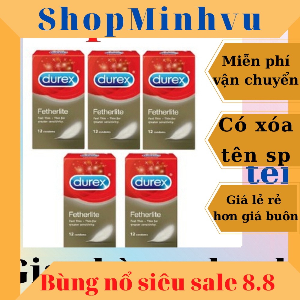 Bộ 05 hộp Bao cao su Durex Fetherlite - 60 chiếc bcs