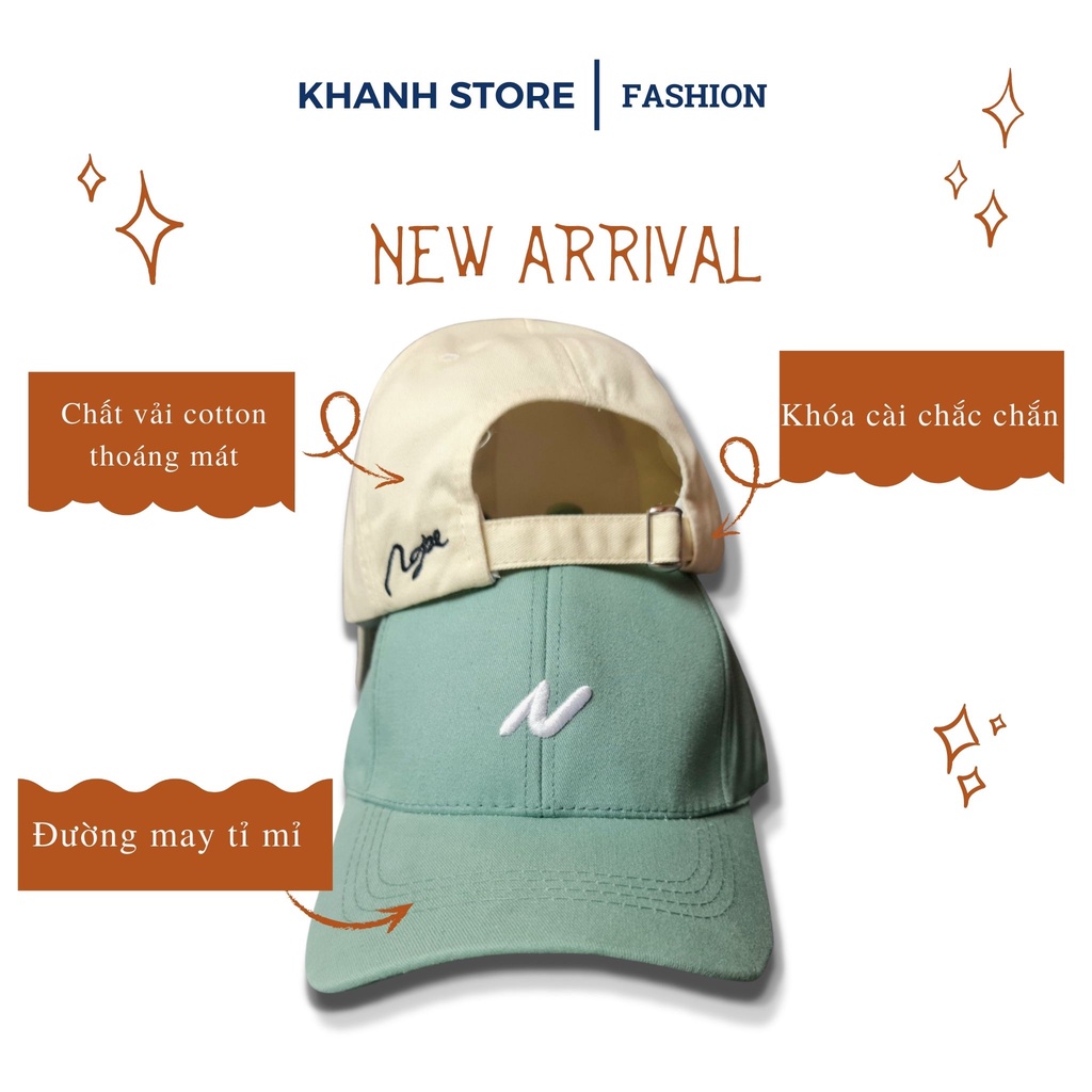 Mũ lưỡi trai, nón kết thêu hình chữ N phong cách ulzzang form unisex