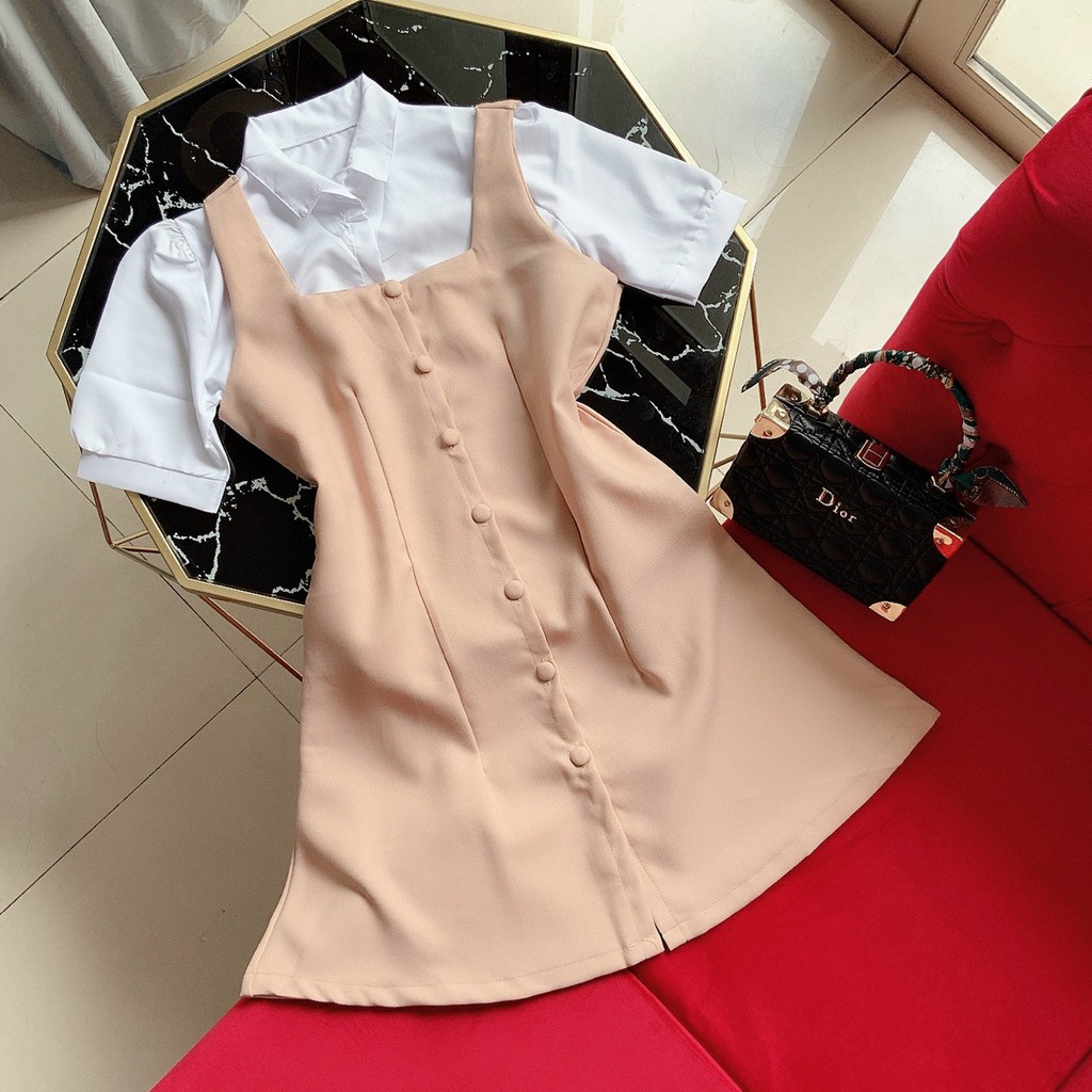 Set Yếm Và Sơ Mi Tay Phồng𝑭𝑹𝑬𝑬𝑺𝑯𝑰𝑷Set yếm Nữ,LY STORE