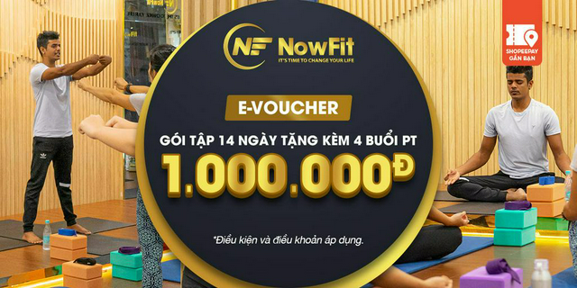 E-Voucher gói tập 14 ngày tặng kèm 4 buổi PT tại NowFit