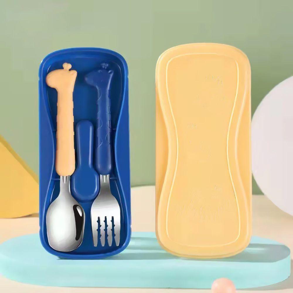 KUNHEV Bộ 2 Món Dụng Cụ Ăn Uống Gồm Muỗng Nĩa Bằng Thép Không Gỉ Cho Bé