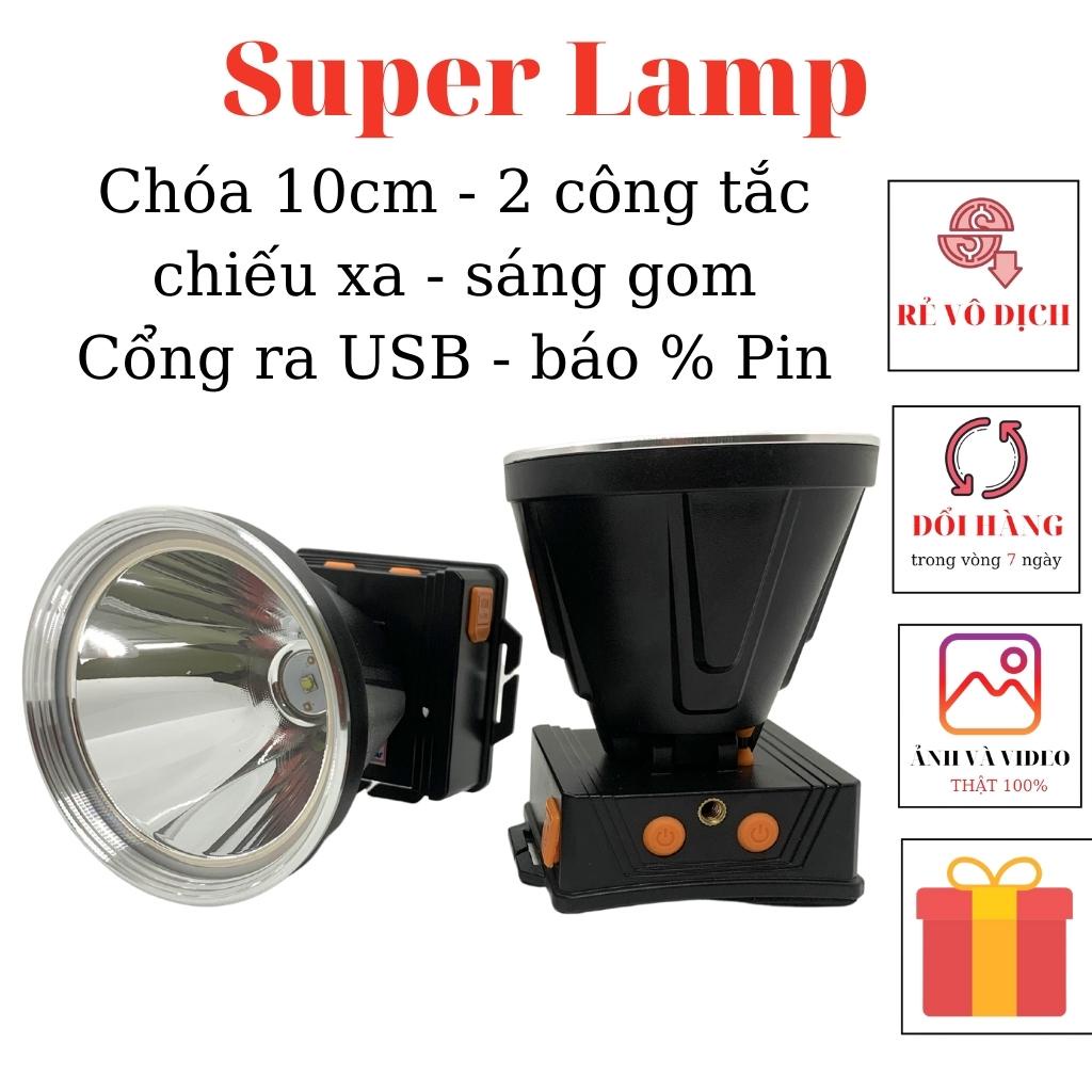 Đèn pin đội đầu siêu sáng, đèn đeo đầu Thái ST 381 có bảng báo pin, cổng ra USB chóa lớn 10cm