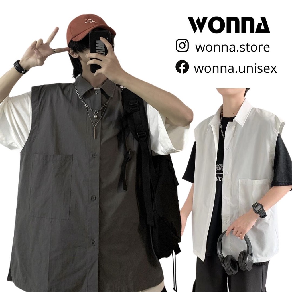 ÁO GI LÊ GILE NAM NỮ UNISEX TRẮNG XÁM ÁO KHOÁC KHÔNG TAY CÓ NÚT TRƠN ĐƠN GIẢN COTTON COM LÊ GI LÊ GILE CỔ THUYỀN