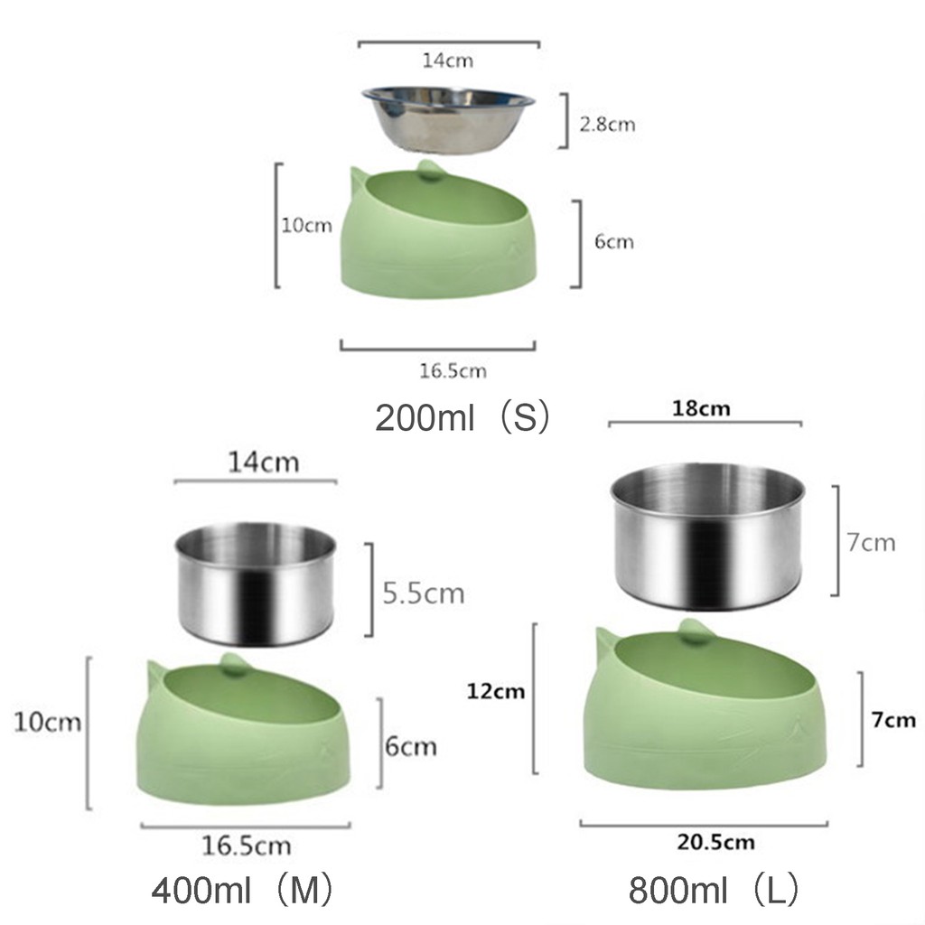 Bát Ăn Cho Thú Cưng Bằng Thép Không Gỉ Thiết Kế Nghiêng Hình Mặt Mèo Xinh Xắn