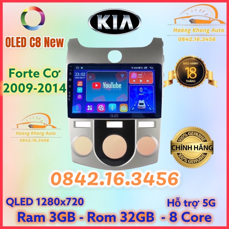 Màn hình android OLED C8 New theo xe Forte 2009 - 2014 Đh cơ  kèm dưỡng và jack nguồn zin theo xe