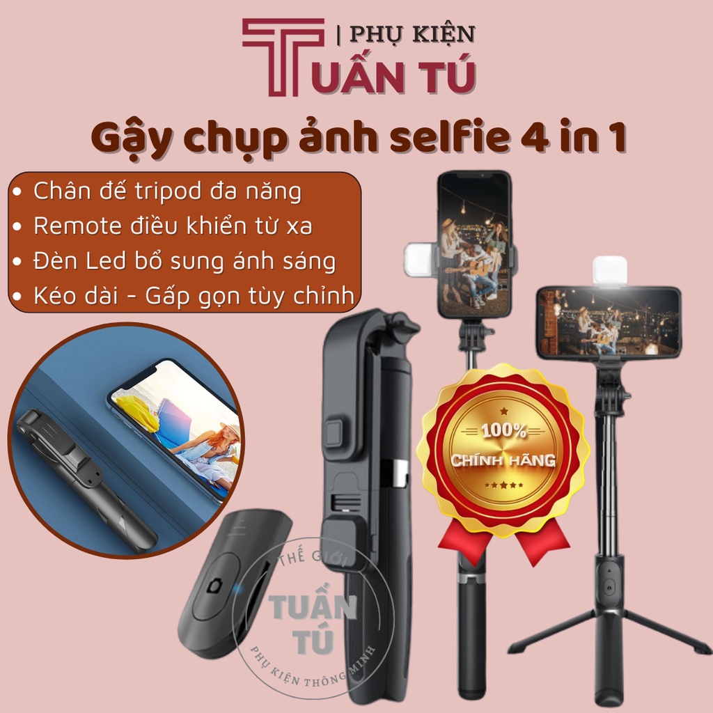 Gậy chụp ảnh Selfie tự sướng Bluetooth XT-02 kèm chân đế Tripod đa năng 3 trong 1 gấp gọn bỏ túi