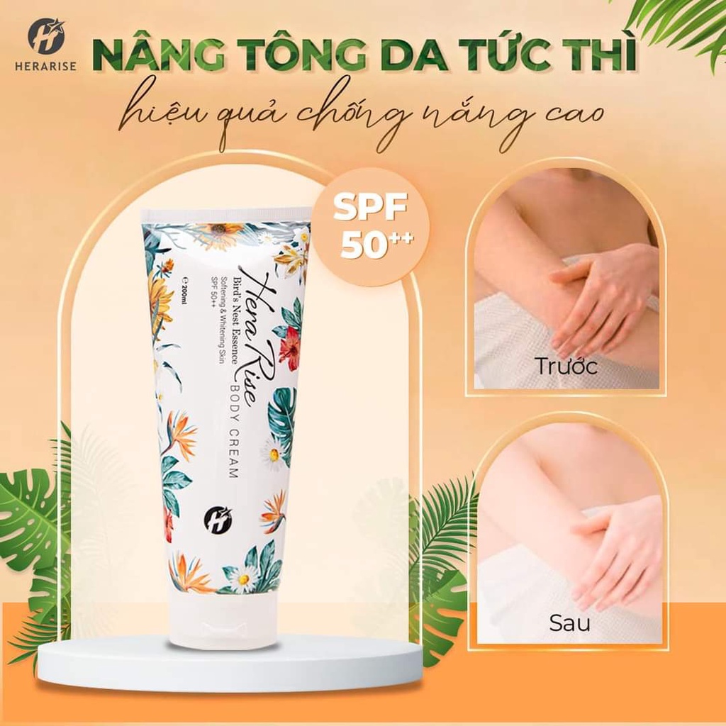 Kem dưỡng da Body chống nắng nâng tông da tinh chất Yến Đảo 200ML  - Herarise Body Cream 50SPF++