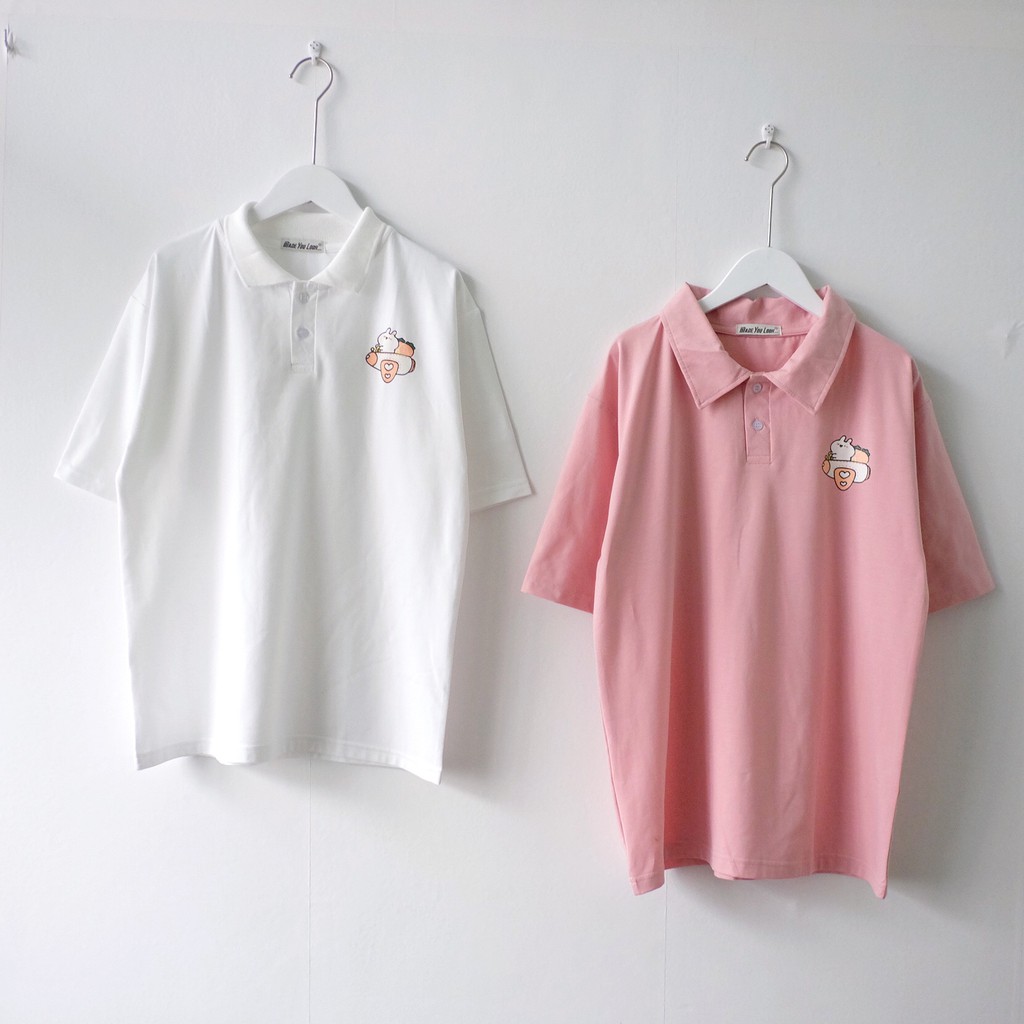 Polo áo thun có cổ tay lỡ THỎ MÁY BAY form rộng ulzzang thu đông freesize UNISEX