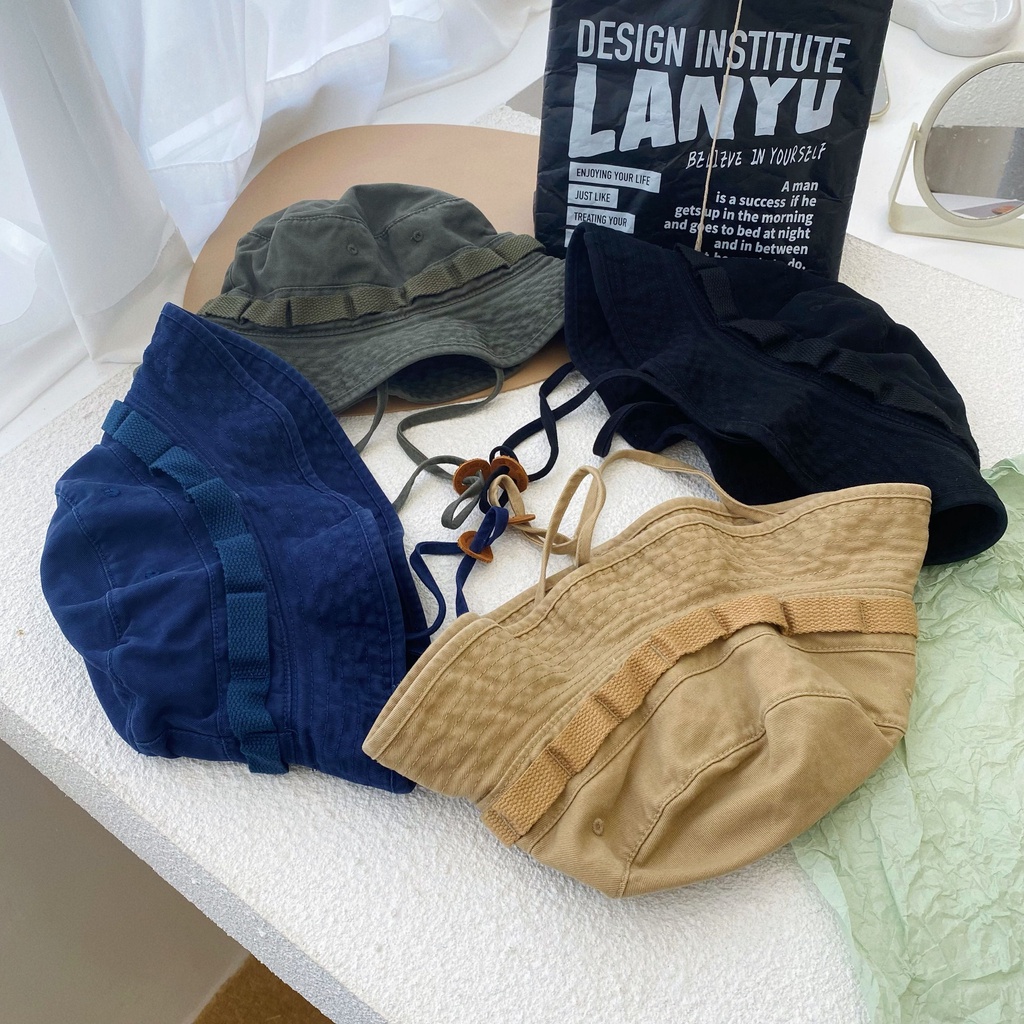 Mũ Tai Bèo Vải Cotton Có Dây Thừng Chống Gió Che Nắng Dễ Phối Đồ Thích Hợp Cho Các Hoạt Động Ngoài Trời